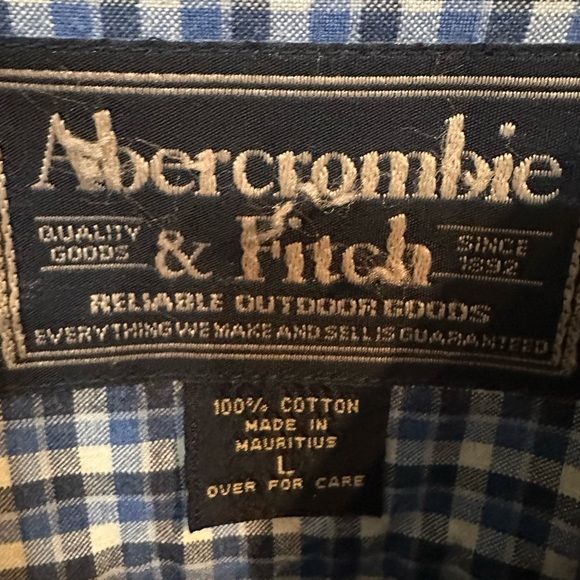Vtg Abercrombie & Fitch Long Sleeve Button Shirt Plaid Blue Mens Preppy Size L - Picture 6 of 6